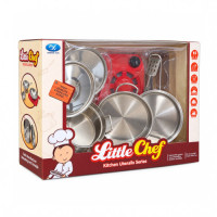 TOY KITCHEN POT SET STAINLESS STEEL 8PC