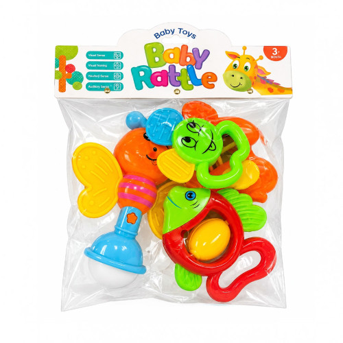 Cute Rattles TOY BABY RATTLES 4PCS PVC BAG BABY CUTE