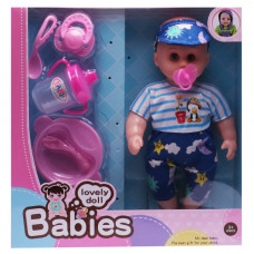 TOY BABY W/CLOTHES AN FEEDING SET 9PCS