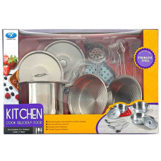 TOY KITCHEN PLAY SET STAINLESS STEEL