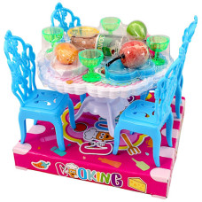 TOY KITCHEN TABLE W/CHAIRS+ACCESSORIES