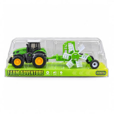TOY TRACTOR W/HAY RAKE ATTACHMENT