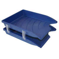 LETTER TRAY 2s BANTEX BLUE W/SET RISER