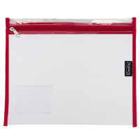 BTS BOOK BAG A4 CLEAR W/RED ZIP CROXLEY