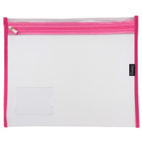 BTS BOOK BAG A4 CLEAR W/PINK ZIP CROXLEY