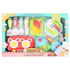 TOY KITCHEN SET W/2 PLATE GAS STOVE 19PC