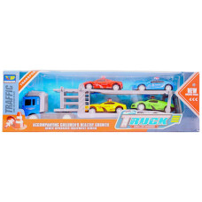 TOY TRUCK W/TRAILER+4 POLICE CARS