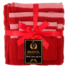 TOWEL SET 3PC BURGUNDY BRISTOL