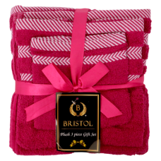 TOWEL SET 3PC FUSCHIA BRISTOL