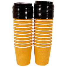 COFFEE CUP 20s BRWN W/LID 250ml 2 GO***