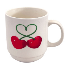MUG COFFEE  9.5CM WHITE W/RED HEARTS
