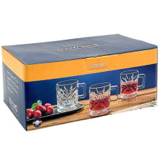 GLASS CUP 6s 9X7CM CLEAR W/DESIGN