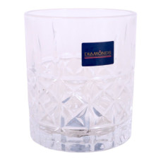 GLASS TUMBLER 9CM CLEAR W/DESIGN