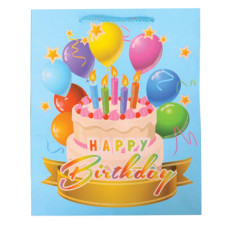 GIFT BAG 26X32CM HAPPY BDAY W/GLIT ASST