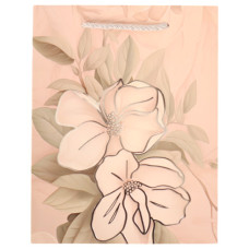 GIFT BAG 18X23CM W/FLOWERS SILVER EDGING