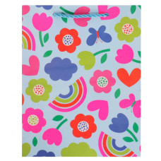 GIFT BAG 18X23CM W/FLOWERS+BUTTERFLIES