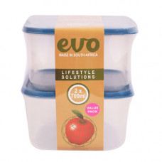PL LUNCH BOX 2s SQR 700ML BLUE EVO