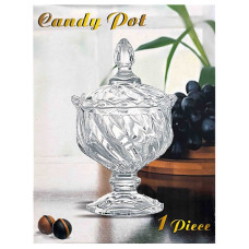 GLW CANDY POT CLEAR W/DESIGN