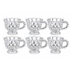 GLASS CUP SET 6PC CLEAR W/DESIGN