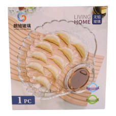 GLASS PLATTER 21X23CM CLEAR W/DESIGN