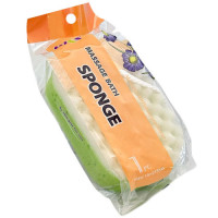 SCOURER SPONGE 1s BATH 2TONE W/ROPE OKS