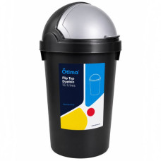 PL BIN  50L OTIMA W/FLIP LID BLACK&GREY