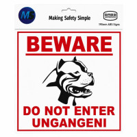 SIGN BEWARE OF THE DOG PITBULL 190*190MM