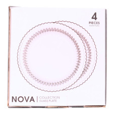 GLASS PLATE SET 4PC CLEAR W/DESIGN