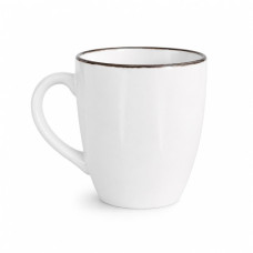 MUG COFFEE 11CM WHITE W/BLK EDGING