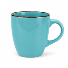MUG COFFEE 11CM TURQ/TEAL W/BLK EDGING