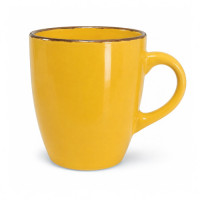 MUG COFFEE 11CM MUSTARD W/BLK EDGING MUG COFFEE 11CM MUSTARD W/BLK EDGING