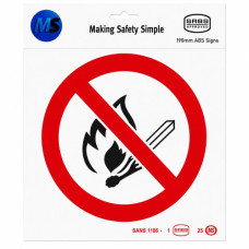 SIGN NO NAKED FLAMES ABS 190*190MM MS
