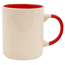 MUG COFFEE 10CM PLAIN WHITE W/RED INSIDE