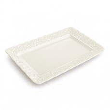 CER PLATTER 30X18CM PLAIN CREME W/PRINT