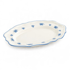 CER PLATTER 30X21.5CM CREAM W/FLOWERS