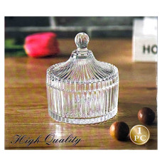 GLW JAR W/LID CLEAR W/DESIGN 10CM