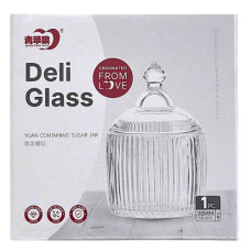 GLW JAR W/LID CLEAR W/DESIGN