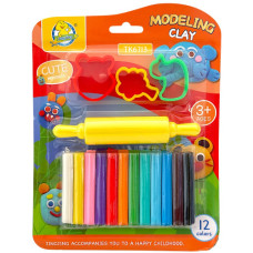 PLAY DOUGH 12COL W/ROLLING PIN+3CUTTERS