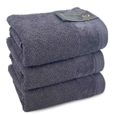 TOWEL WW HAND CHARCOAL 50X90CM W/WOOD