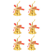 XM DECO BELLS 6PC GOLD W/RED BOW&DESIGN