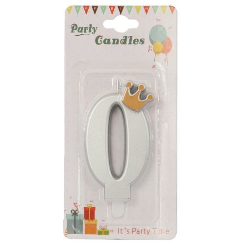 CANDLE BIRTHDAY W/CROWN BLK/SILVER NO 0 CANDLE BIRTHDAY W/CROWN BLK/SILVER NO 0