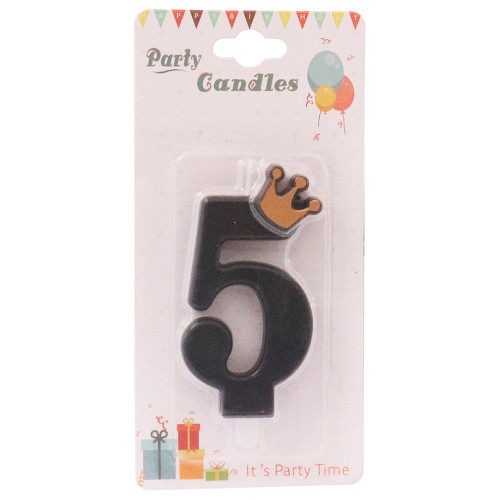 CANDLE BIRTHDAY W/CROWN BLK/SILVER NO 5 CANDLE BIRTHDAY W/CROWN BLK/SILVER NO 5