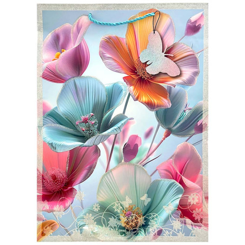 GIFT BAG 30X41CM FLOWER PRINTS W/GLITTER GIFT BAG 30X41CM FLOWER PRINTS W/GLITTER