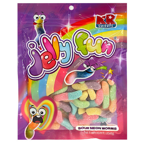 SWT JELLY FUN SOUR NEON WORMS 250g SWT JELLY FUN SOUR NEON WORMS 250g