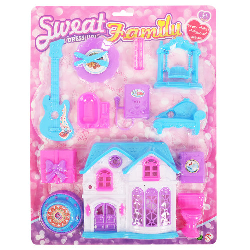 TOY FURNITURE SET W/MINI HOUSE 12PCS TOY FURNITURE SET W/MINI HOUSE 12PCS