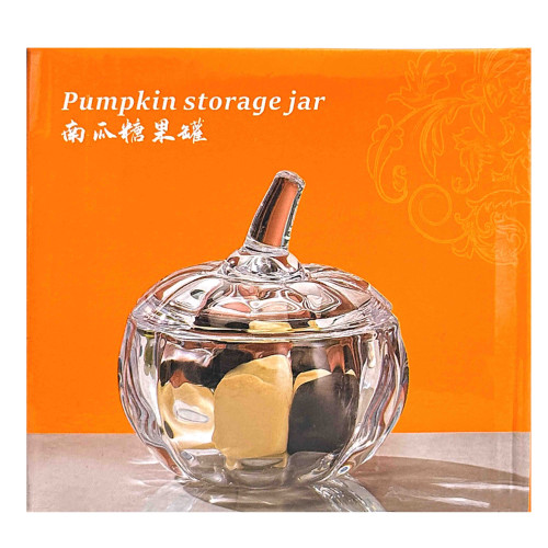 GLW JAR W/LID CLEAR PUMPKIN SHAPE GLW JAR W/LID CLEAR PUMPKIN SHAPE