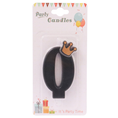 CANDLE BIRTHDAY W/CROWN BLK/SILVER NO 0 CANDLE BIRTHDAY W/CROWN BLK/SILVER NO 0