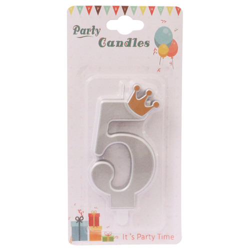 CANDLE BIRTHDAY W/CROWN BLK/SILVER NO 5 CANDLE BIRTHDAY W/CROWN BLK/SILVER NO 5