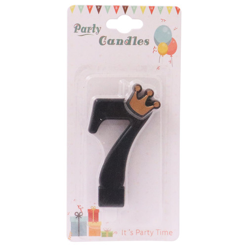 CANDLE BIRTHDAY W/CROWN BLK/SILVER NO 7 CANDLE BIRTHDAY W/CROWN BLK/SILVER NO 7
