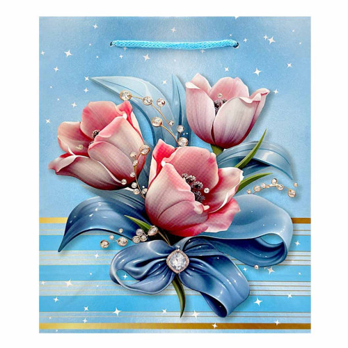 GIFT BAG 21.5X18CM ASST FLOWER DESIGNS GIFT BAG 21.5X18CM ASST FLOWER DESIGNS